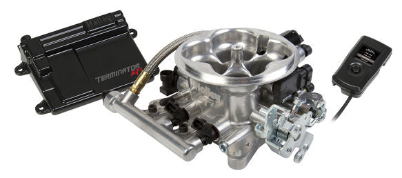 Terminator™ EFI 4bbl Throttle Body Fuel Injection System V8 4 bbl 950 cfm Range 250 To 600 HP - Shiny