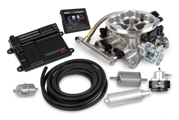Terminator™ EFI 4bbl Throttle Body Fuel Injection Master Kit V8 4 bbl 950 cfm Range 250 To 600 HP - SHINY