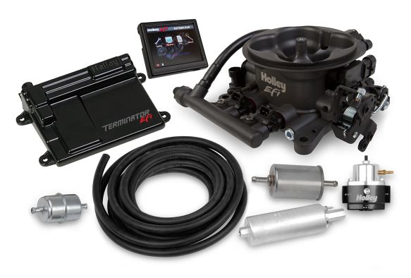 Terminator™ EFI 4bbl Throttle Body Fuel Injection Master Kit V8 4 bbl 950 cfm Range 250 To 600 HP - GRAY
