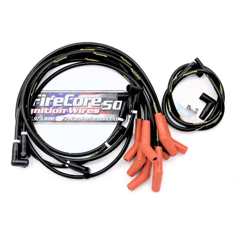 FireCore50 Spark Plug Wire Set PF-3005 – SBC & BBC with Rear Distributor 135° High Temp Boots