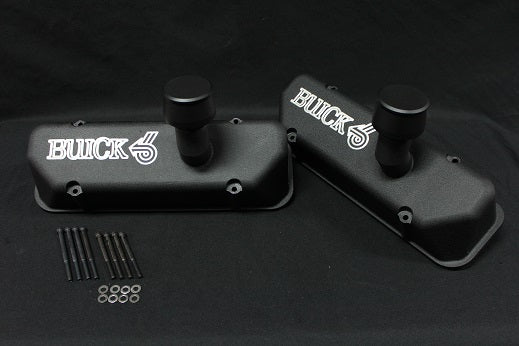 GN1 Performance Black Powder Coated + Engraved Valve Covers, Black Breathers for Turbo Buick