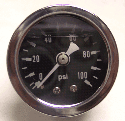 0-100 PSI Fuel Pressure Gauge 1-8 NPT CHROME-CARBON FIBER FACE
