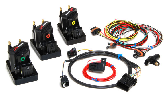 Holley EFI 6 Cylinder DIS Ignition System with Coils, Crank-Cam sensor wiring, Coil wiring, and Crank Sensor