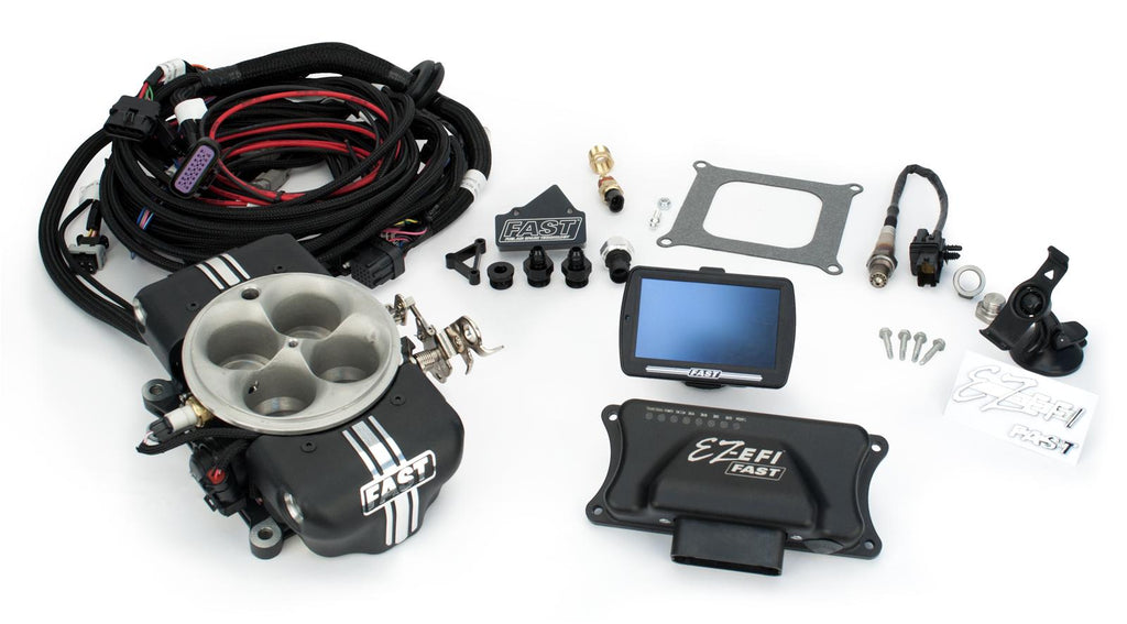 EZ-EFI 2.0® Fuel Injection System Self Tuning Engine Control System Black Anodized Throttle Body, 4-barrel Square Bore Flange, Kit