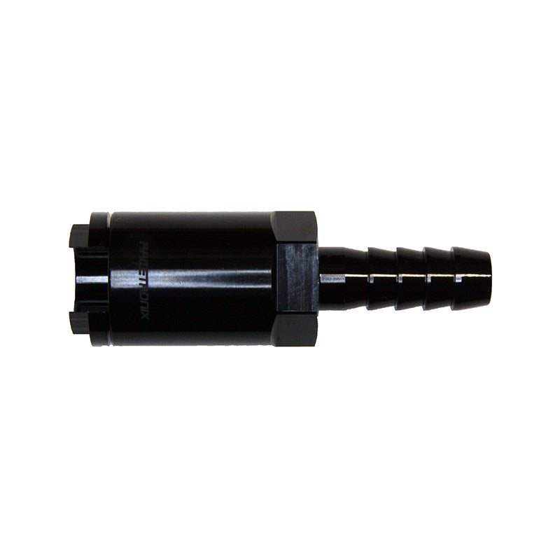 Racetronix Black Adapter Fitting, QDF 3-8" to 3-8" Barb