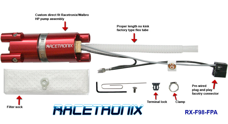Racetronix 255LPH F98 Fuel Pump Kit HP 1998 RXP255 for 1998 LS1