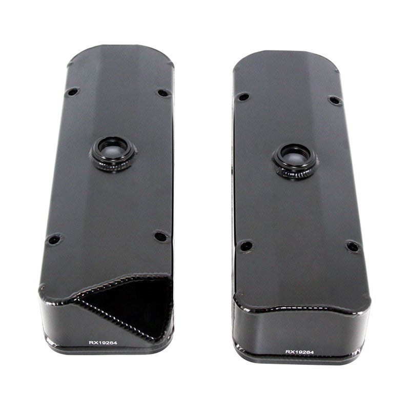Racetronix G7 Buick V6 Black Aluminum Valve Covers, Set with -12 AN ORB Fittings in Valve Covers