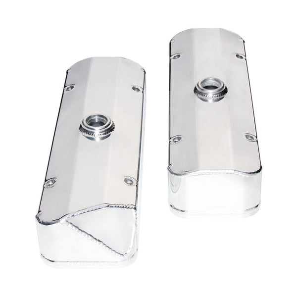 Racetronix G7 Buick V6 Polished Aluminum Valve Covers, Set with -12 AN ORB Fittings in Valve Covers